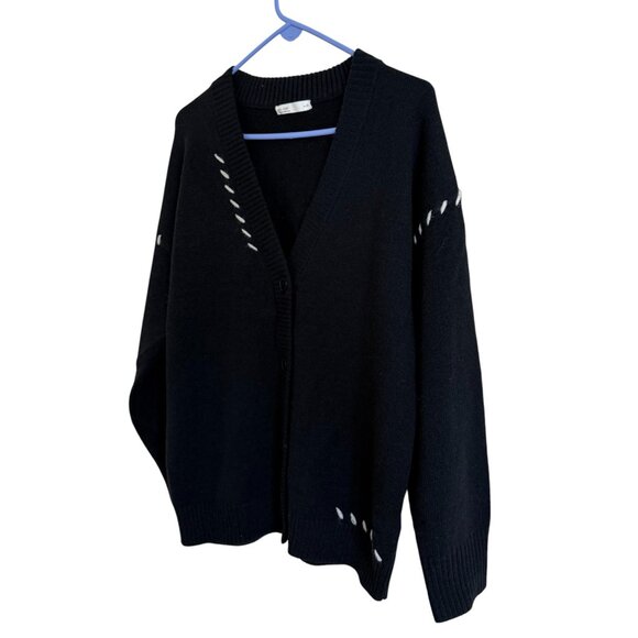 NWOT Oak + Fort Contrast Stitch Detail Button Front Cardigan - Picture 6 of 9